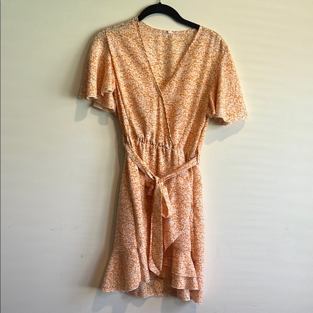 Orange and Pink Ruffled Tiered Mini Sundress